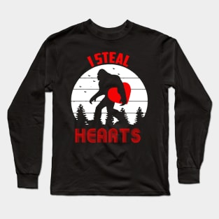 Bigfoot I Steal Hearts Valentines Day Long Sleeve T-Shirt